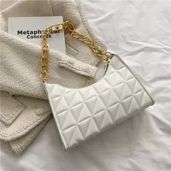 Bolsa feminina com padrão de diamante, luxuoso couro PU, cor sólida, bolsa de ombro de nicho, tendência feminina, bolsa para telefone axilas - Wolf Magazine