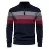 Aiopeson Suéter de Retalho Masculino, Pulôver de Algodão, Casual, Zíper, Gola Fechada, Quente, Moda de Inverno, Nova