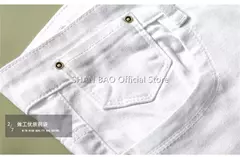 Imagem do SHAN BAO-Jeans slim branco masculino, roupa confortável de algodão, elástico, casual, leve, de negócios, primavera, verão, 2022