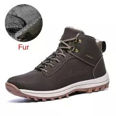 DEKABR-Botas de neve de pele de couro genuíno masculinas, sapato impermeável d