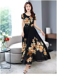 Vestido floral fragmentado para mulheres, roupa elegante, manga longa, comprimento médio, além das fronteiras, estilo coreano, 2023, novo - comprar online