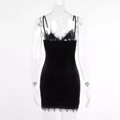 Imagem do Cruz escura preto mini vestido vintage sexy cinta de espaguete cintura alta fenda vestidos goth festa clube vestido feminino