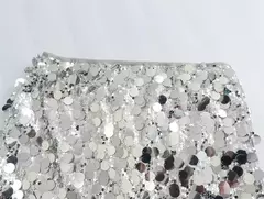 TRAF-minissaia de lantejoulas prateadas para mulheres, cintura alta, brilho brilhante, saias curtas elegantes, moda Y2K, 2024