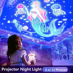 Luz noturna estrelada do projetor, céu giratório, lâmpada da lua, lâmpada da galáxia, decoração do quarto do repouso, luzes do Natal para miúdos, presente - Wolf Magazine