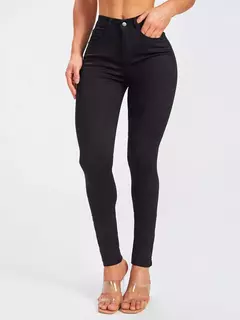 Jeans skinny monocromático para mulheres, alta elasticidade, calça jeans longa e elegante, roupa essencial diária, calça básica