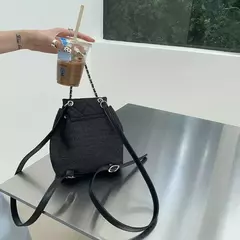Mochila denim de rede diamante fivela de grande capacidade, bolsa de mão - Wolf Magazine