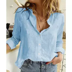 Lazer Branco Amarelo Camisas Botão Lapela Cardigan Top Lady Loose Long Sleeve Oversized Camisa Mulheres Blusas Outono Blusas Mujer na internet