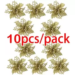 (10pcs) artificial árvore de natal flor glitter decorações enfeites de natal presente de ano novo na internet