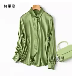 Camisa de seda pesada de luxo feminina, manga comprida, 93% seda amoreira, estilo senhora do escritório, viajante, primavera, verão - loja online