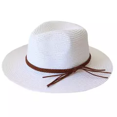 Chapéu Panamá Palha de Aba Larga para Homens e Mulheres, Proteção UV, Chapéu Sol Fedora Praia Verão
