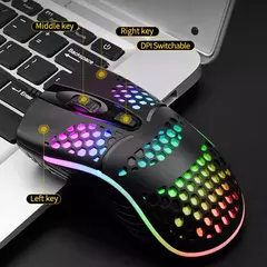 Cabo com fio jogos 7 respiração led luz traseira do mouse óptico usb computador escavado para fora ratos computador portátil desktop 4d pc uso doméstico escritório
