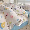 Conjunto de cama para meninas, capa de edredão, folha plana, fronha, sem enchimento, roupa de cama, macia, gêmea, completa, queen size, 3, 4pcs
