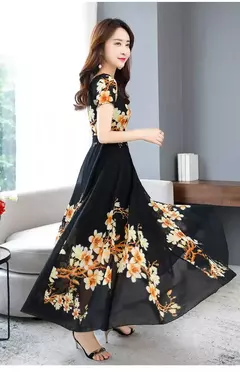 Vestido floral fragmentado para mulheres, roupa elegante, manga longa, comprimento médio, além das fronteiras, estilo coreano, 2023, novo - Wolf Magazine