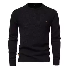 AIOPESON-Suéter de malha geométrica masculina, gola redonda, pulôver de algodão, suéter casual empresarial - loja online