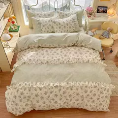 Coreano Lace Bedding Set, 100% Algodão Duvet Cover Set, Soft Capa Confortável sem Núcleo, 1 * Capa de Edredão + 2 Fronha, 3PCs - comprar online