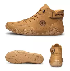 CLOHOO-Sapatos masculinos casuais de couro, tênis ao ar livre, sapatos confortáveis, botas masculinas de luxo, nova moda, 2024