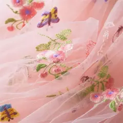 Vestido de malha bordado feminino, Alça de fada, Asas de arco traseiro, Princesa, Aniversário, Doces Bebés, Verão