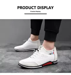 Sapato de couro verdadeiro masculino, tênis casual na moda, aumento de altura invisível de 6cm a 8cm, temporada verão - Wolf Magazine