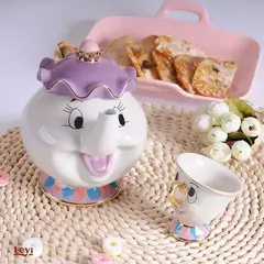 Disney-Bule bonito dos desenhos animados, Beleza e The Beast Coffee Pots Caneca, Mrs Potts, Chip Cup, Tea Pots, One Tea Sets, MINISO, Novo - loja online