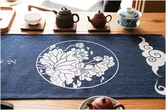 Simples chinês Lotus Table Runner, japonês Wave Table Flag, Koi Fish Toalha de Mesa, Acessórios para Cerimônia do Chá, Estilo Nacional - loja online