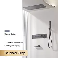 Sistema de chuveiro de bronze preto de luxo wall-mounted led display digital design frio & quente duplo-controle de 4 funções torneira de chuveiro de teto na internet