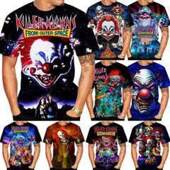 T-shirt de manga curta para homens e mulheres, impressão do palhaço 3d, casual, unisex, hip hop, horror, legal, nova moda verão na internet