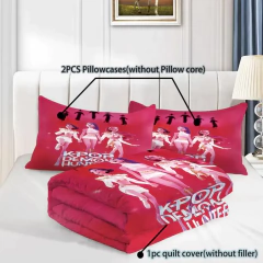 Kpop demon hunters vermelho conjunto de cama único traje de halloween conjunto de cama-2-3 peças consolador colcha capa de edredão fronha conjuntos - Wolf Magazine