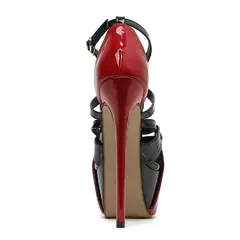 Peep toe sexy 16.5cm saltos altos extremos sandálias das mulheres festa de casamento banquete sapatos stiletto bombas de plataforma de alça de fivela de moda - loja online