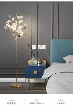 Imagem do Ginkgo Leaf Lâmpada de assoalho decorativa para sala de estar, lâmpada vertical nórdica, lâmpada de cabeceira simples, personalidade criativa, moderna