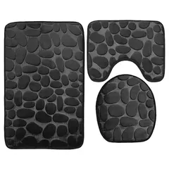 Jogo antiderrapante da esteira do banho do banheiro, Tapete De Cobblestone, Tapetes de chuveiro absorventes, Tampa do vaso sanitário, 2Pcs Set, 3 Pcs - loja online