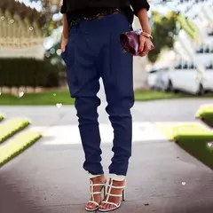 Mulheres chique moda escritório wear harem lápis calças 2023 novo elástico na cintura botão feminino calças casuais streetwear na internet