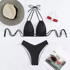 Maiô Tanque Biquínis Conjuntos de Banho 2023 Mulheres Cintura Média Profundo V Pescoço Alças Largas Biquíni Verão Beach Wear Natação ????????? - comprar online