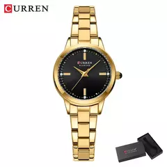 Curren-relógio de quartzo feminino, original, elegante, feito de aço inoxidável, à prova d'água, para as mulheres