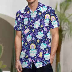 Camiseta havaiana masculina de manga curta, estampa de ovelha 3D, roupas de praia soltas, camisas grandes, verão - loja online