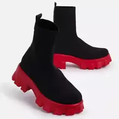 2024 outono inverno casal sapatos femininos de sola grossa casual tamanho grande vermelho malha botas curtas moda feminina botas tamanho 36-43 - loja online