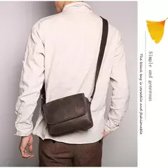 Imagem do Bolsa de ombro retrô de couro genuíno masculina, grande capacidade, bolsa transversal diagonal, bolsa pequena para iPad, cavalo louco