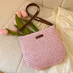 Bolsas boêmias de praia de palha para mulheres, alta capacidade, bolsa de ombro artesanal, bolsas de tecido casual, bolsa - Wolf Magazine
