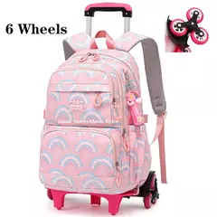 Imagem do Rolling School Bags for Girls, Mochila impermeável para crianças com rodas, Trolley Luggage Back Pack, Ensino médio