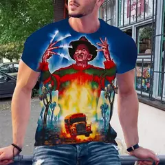 Camiseta de horror estampada em 3D para homens e mulheres Freddy Krueger Jason, camisa de manga curta, pulôver esportivo, camiseta de verão, blusa infantil, novo