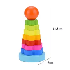 Anel de madeira do empilhador do arco-íris para crianças, Torre Educativa, Stack Up Blocks, Jogo de forma de cor - comprar online