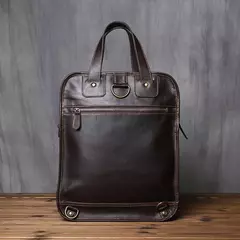 Maleta de couro retrô para homens, couro natural, bolsa vertical, bolsa de ombro casual, mochila masculina, adequada para laptop de 15 ", NZPJ - Wolf Magazine