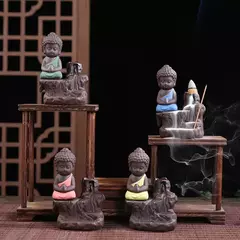 Imagem do Criativo Fumaça Queimador De Incenso, Pequeno Monge, Pequeno Queimador De Buda, Titular Censer, Decorações De Mesa De Casa, Artesanato