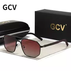 Imagem do GCV-Óculos clássicos polarizados quadrados masculinos, óculos de sol piloto, armação de metal, óculos masculinos, bloqueio UV, marca de luxo, 2021