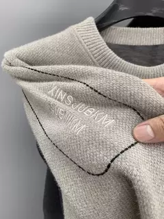 Suéter de lã quente com o pescoço masculino, pulôveres de malha casual bordados, Roupa interior térmica grossa, Inverno - Wolf Magazine