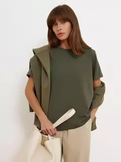 Bornladies-Camiseta solta de manga curta feminina, tops sólidos básicos, camisas de assentamento elegantes, 100% algodão, 230g/?, verão - loja online