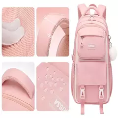 School Bag Set Inclui Study Bag e Pencil Case, Mochila de grande capacidade, Charme impermeável dos desenhos animados, Mochila de viagem ao ar livre, 3 pcs