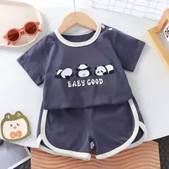 Verão algodão dos desenhos animados casual crianças conjunto roupas de bebê menina menino camiseta + shorts 2 peças de 0-4 anos de idade roupas infantis na internet