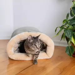 Saco de dormir para gatos, outono e inverno, semi-fechado, ninho para gatos, quente, pequeno e médio, pode ser desmontado e lavado