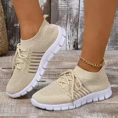 Tênis casual feminino, confortável e respirável, sapato de plataforma versátil com cordões, moda verão, 2024 na internet