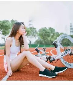 Imagem do Sapatilhas femininas com cordões em malha respirável, sapatos casuais, sapatos de caminhada, tênis plano, rosa, preto, branco